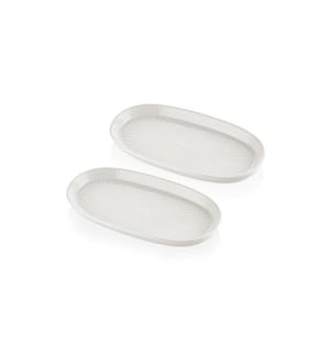 Set de plats, 2 pièces, crème, 100% céramique