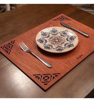 Set de tapis de table, 4 pièces, Rose, 100% bois, fait main