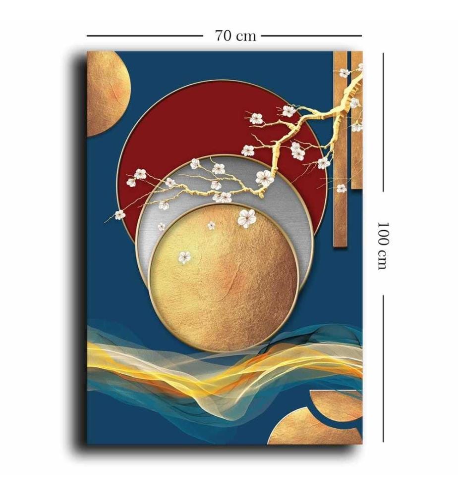 Decorative Canvas Painting, Beige, Grey, Red, Blue, 100% Canvas , Pine Wood Frame
