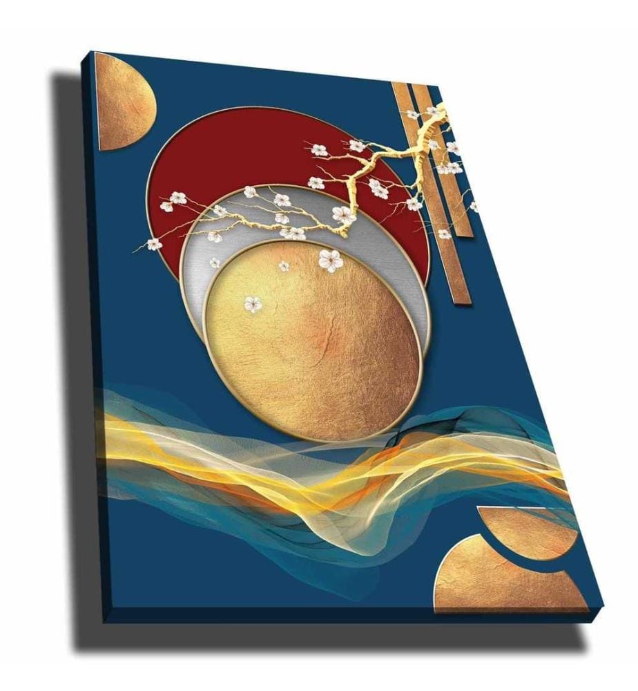 Decorative Canvas Painting, Beige, Grey, Red, Blue, 100% Canvas , Pine Wood Frame