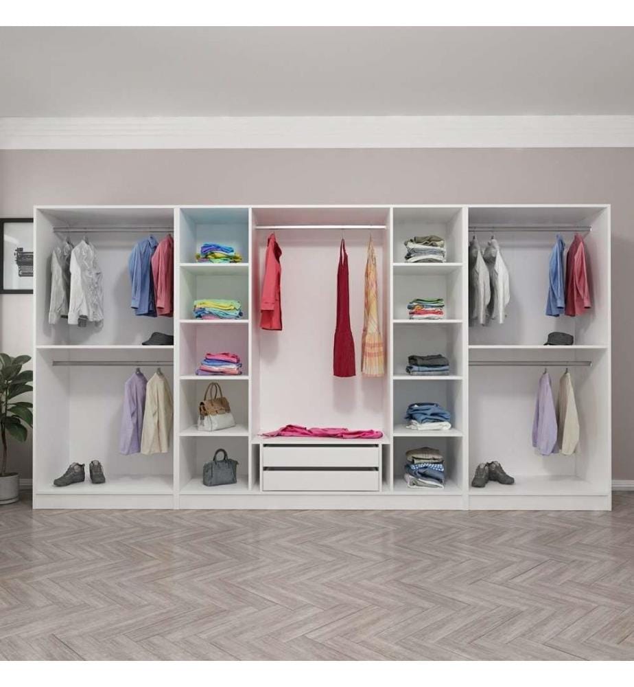 Kleiderschrank, Weiss, Melaminbeschichtete Spanplatte