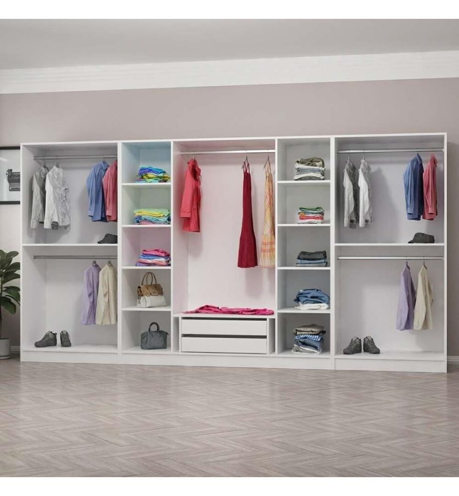 Kleiderschrank, Weiss, Melaminbeschichtete Spanplatte