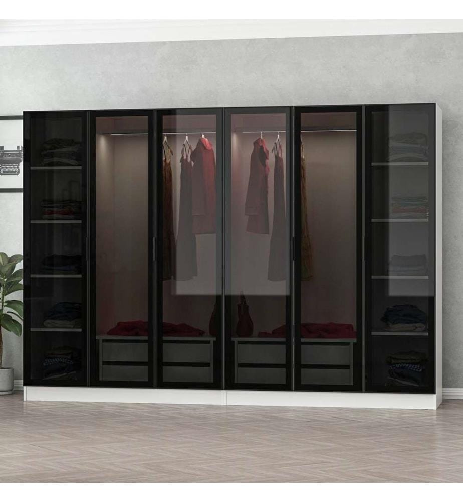 Kleiderschrank, Weiss, Schwarz, Melaminbeschichtete Spanplatte