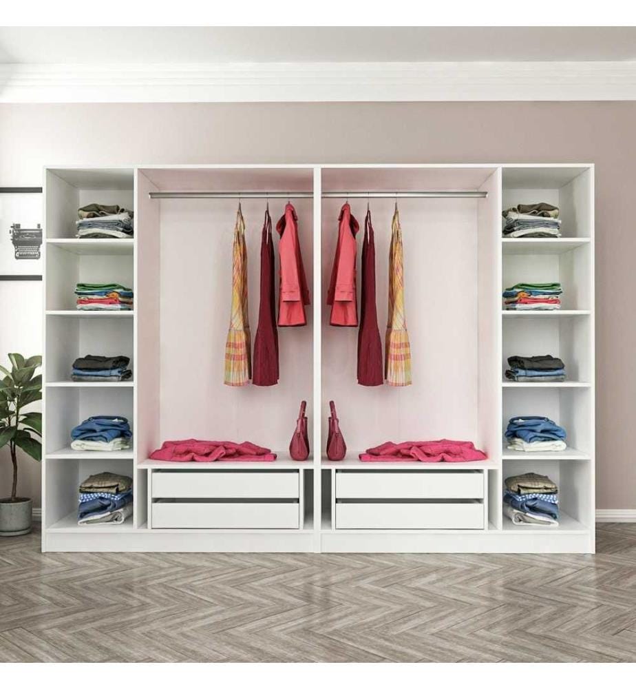 Kleiderschrank, Weiss, Schwarz, Melaminbeschichtete Spanplatte
