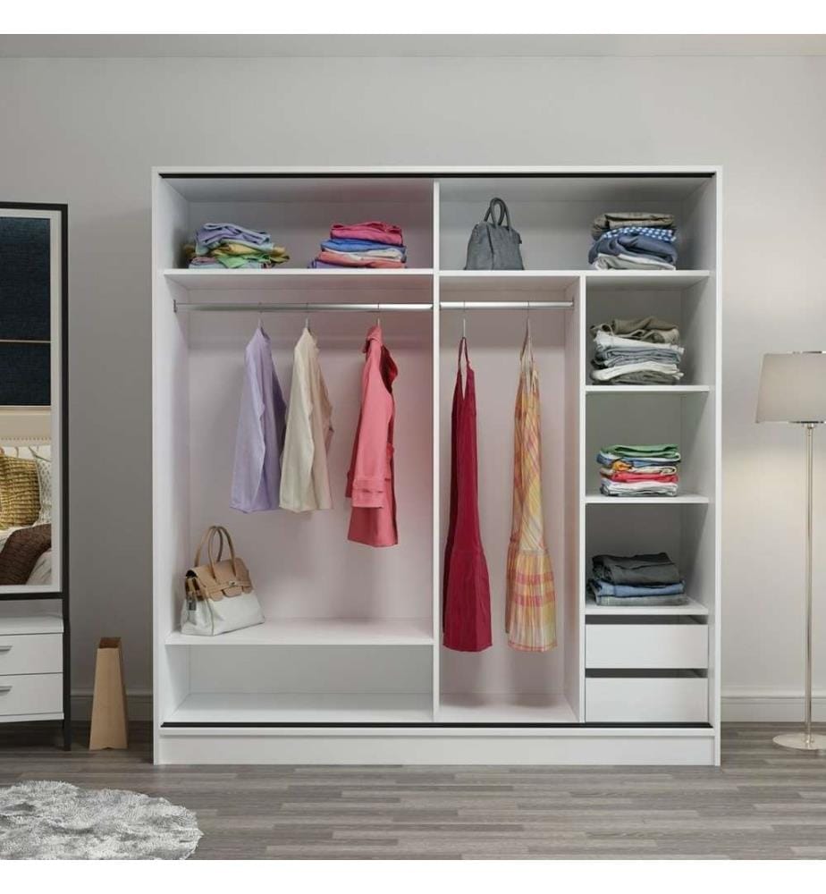 Kleiderschrank, Weiss, Dore, Melaminbeschichtete Spanplatte