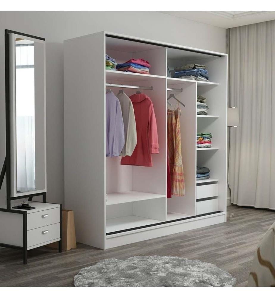 Kleiderschrank, Weiss, Dore, Melaminbeschichtete Spanplatte