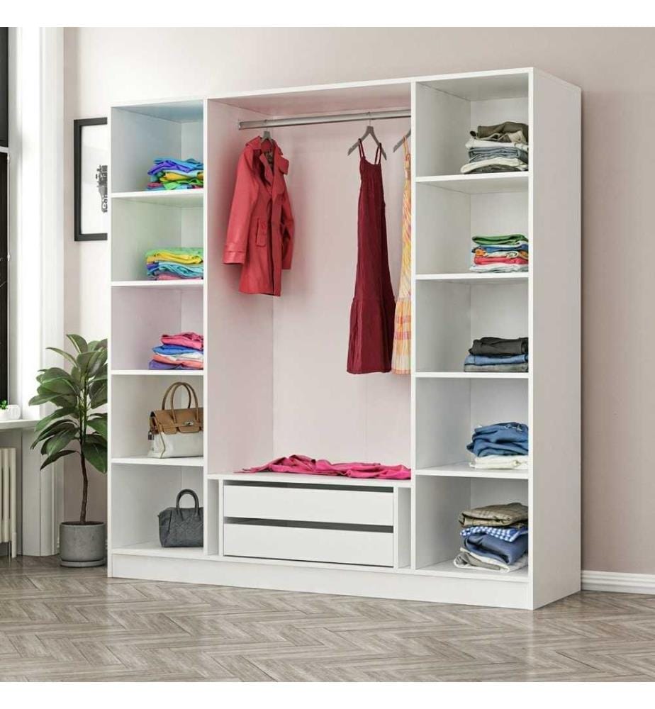 Kleiderschrank, Weiss, Schwarz, Melaminbeschichtete Spanplatte