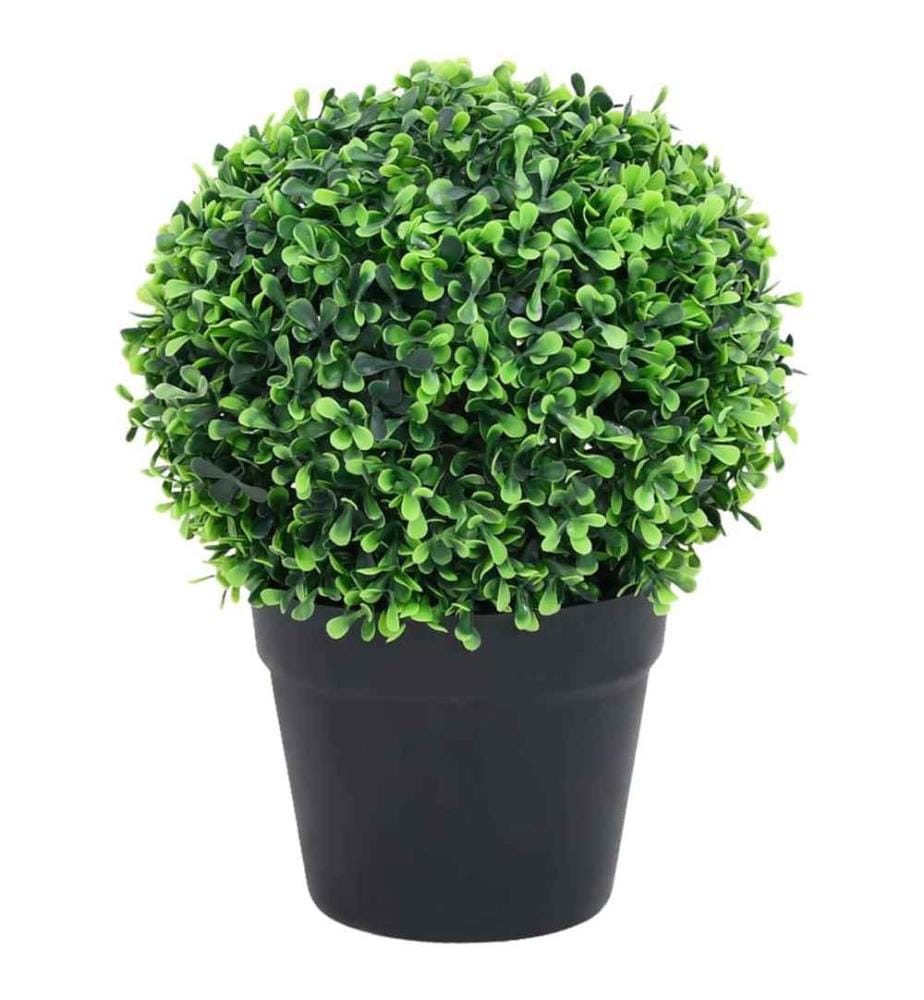 Künstliche Buchsbäume 2 Stk. mit Topf Kugelform Grün 32 cm
