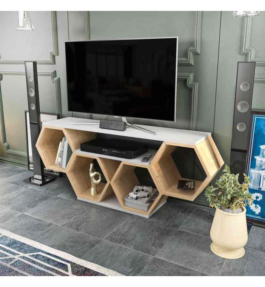 TV-Ständer, Sonomo weiss, Melaminbeschichtete Spanplatte
