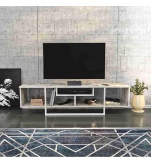 Meuble TV, blanc, panneau de particules mélaminé