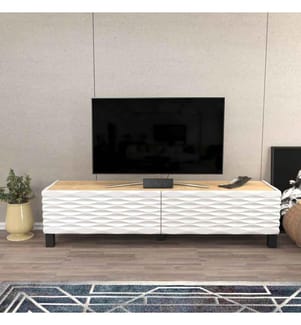 Meuble TV, blanc saphir, panneau de particules mélaminé