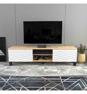 Meuble TV, blanc saphir, panneau de particules mélaminé