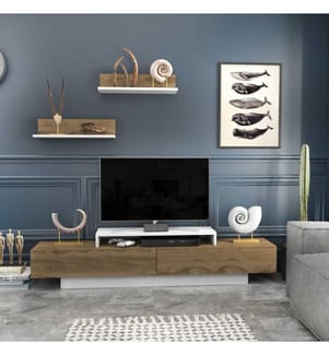 Meuble TV, chêne blanc, panneau de particules mélaminé