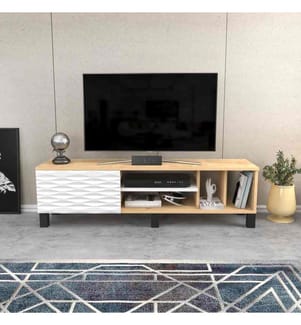 Meuble TV, blanc saphir, panneau de particules mélaminé