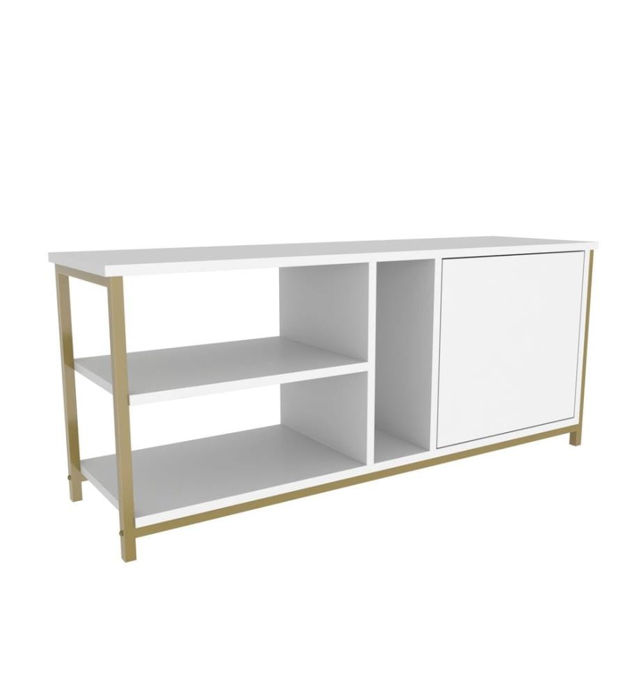TV-Ständer, Gold Weiss, Melaminbeschichtete Spanplatte