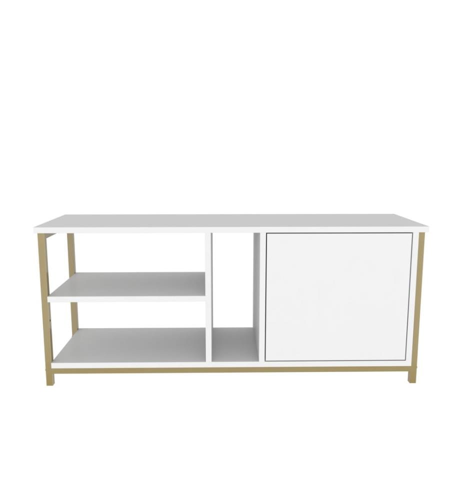 TV-Ständer, Gold Weiss, Melaminbeschichtete Spanplatte
