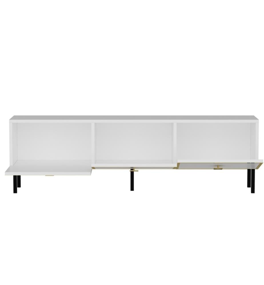 TV-Ständer, Weiss, Gold, Melaminbeschichtete Spanplatte