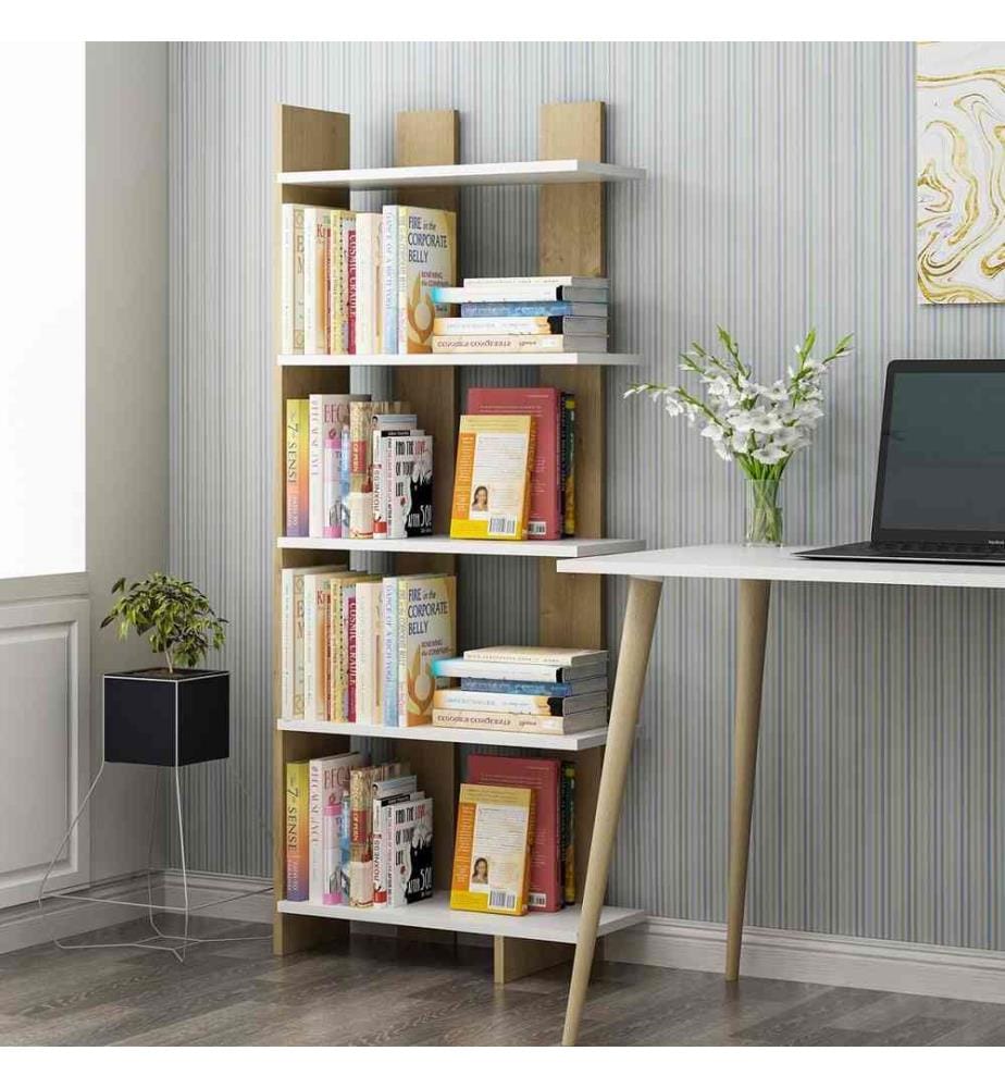 Bücherregal, Eiche Weiss Saphir, Melaminbeschichtete Spanplatte