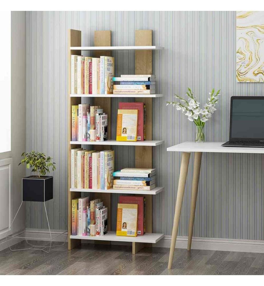 Bücherregal, Eiche Weiss Saphir, Melaminbeschichtete Spanplatte
