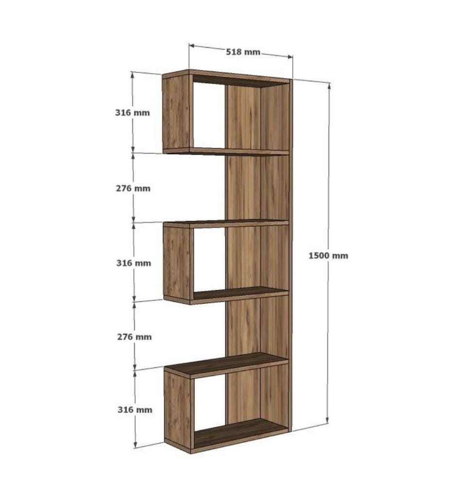 Bücherregal, Eiche Sapphire, Melaminbeschichtete Spanplatte