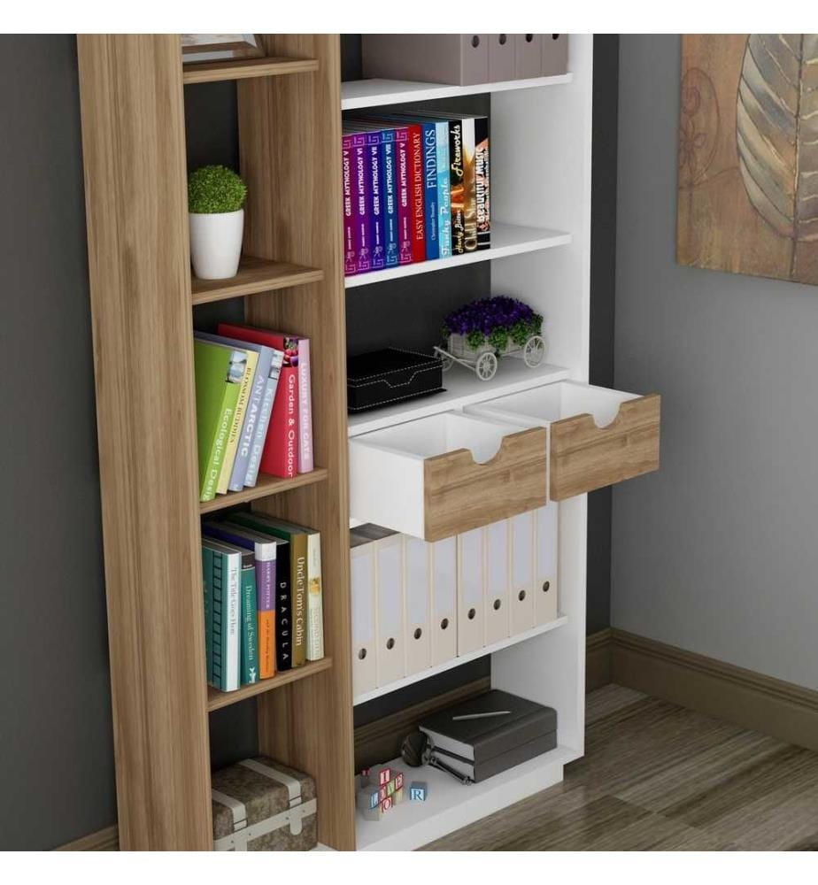 Bücherregal, Nussbaum weiss, Melaminbeschichtete Spanplatte