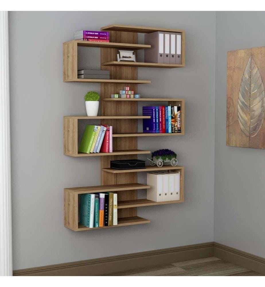 Bücherregal, Nussbaum, Melaminbeschichtete Spanplatte