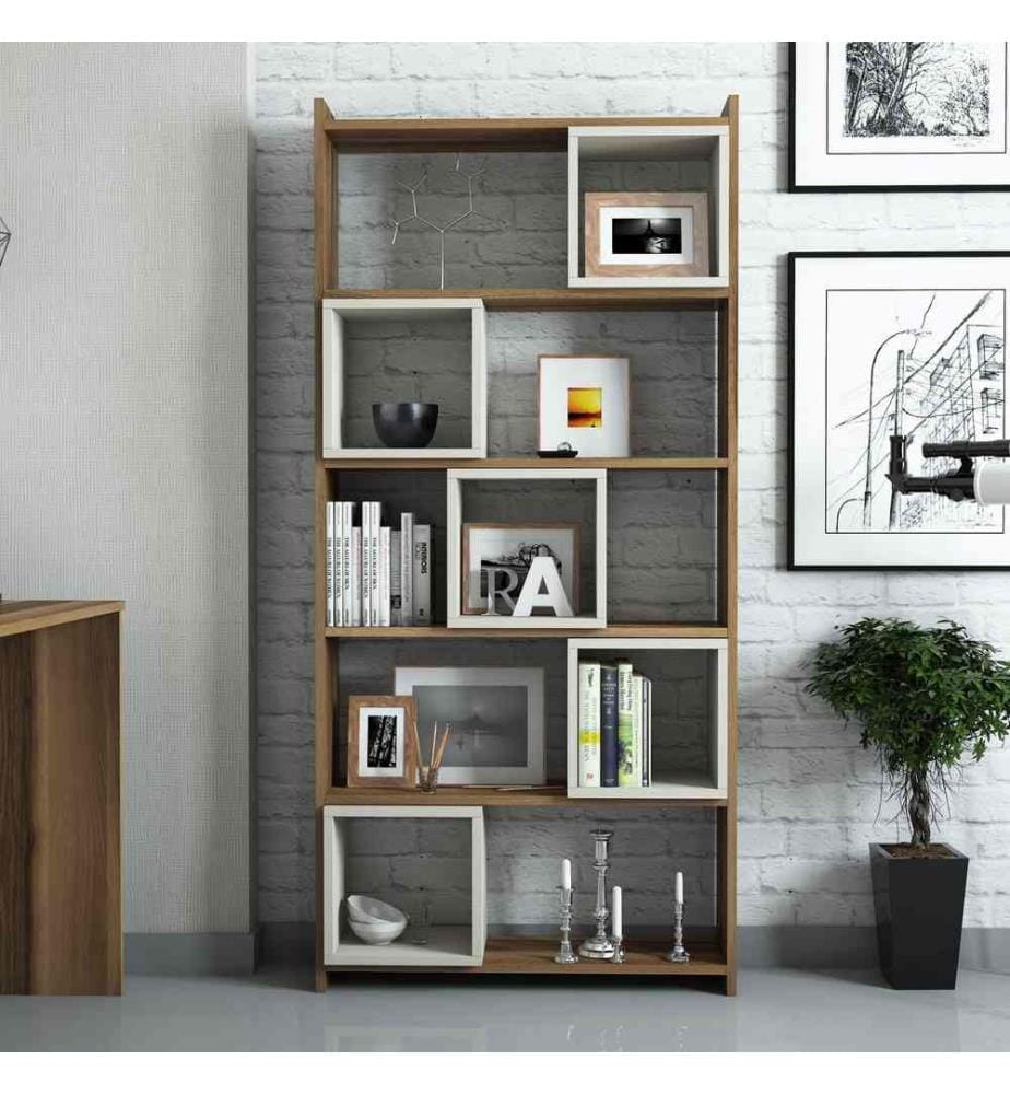 Bücherregal, Walnuss Creme, Melaminbeschichtete Spanplatte
