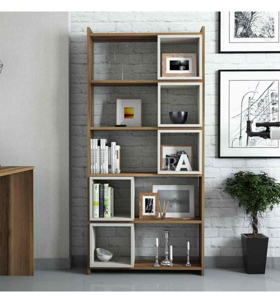Bücherregal, Walnuss Creme, Melaminbeschichtete Spanplatte