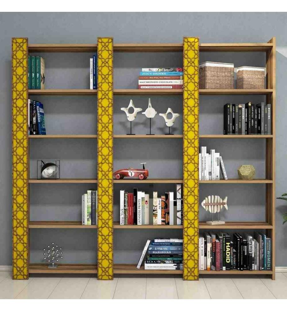 Bücherregal, Nussbaum Gelb, Melaminbeschichtete Spanplatte