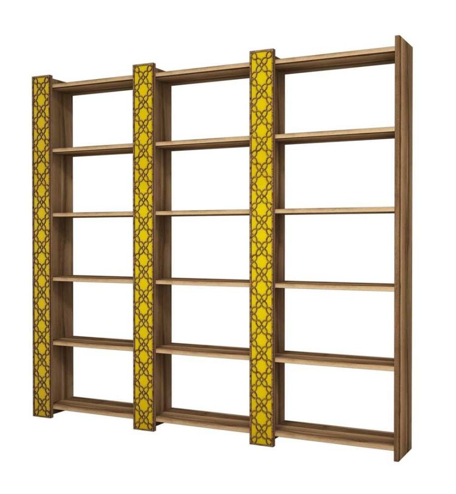 Bücherregal, Nussbaum Gelb, Melaminbeschichtete Spanplatte