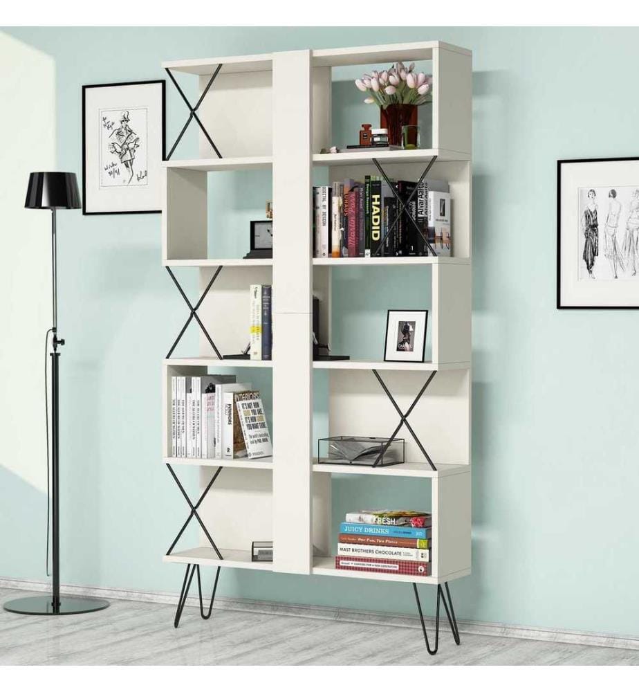 Bücherregal, Creme, Melaminbeschichtete Spanplatte