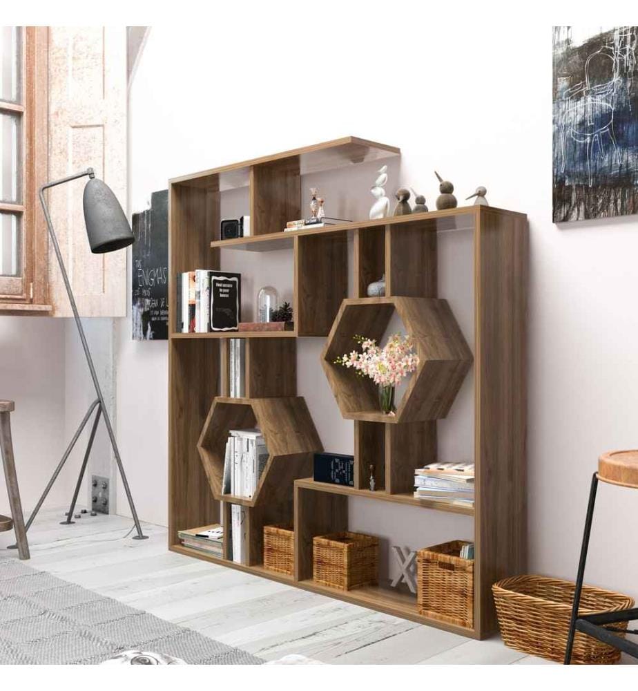 Bücherregal, Nussbaum, Melaminbeschichtete Spanplatte