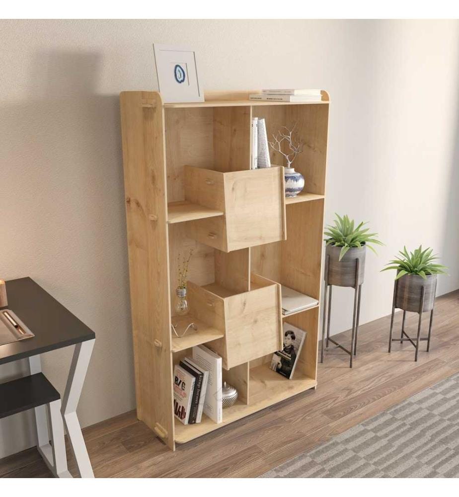 Bücherregal, Eiche, Melaminbeschichtete Spanplatte