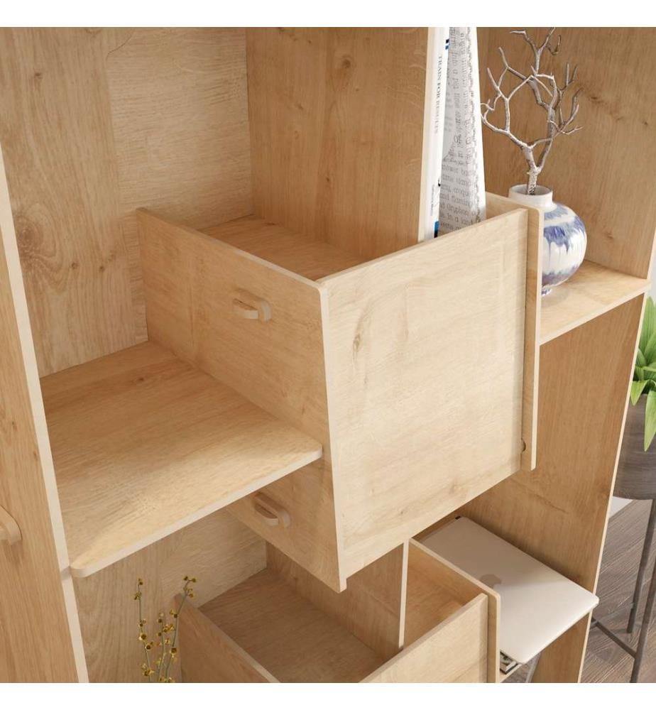 Bücherregal, Eiche, Melaminbeschichtete Spanplatte