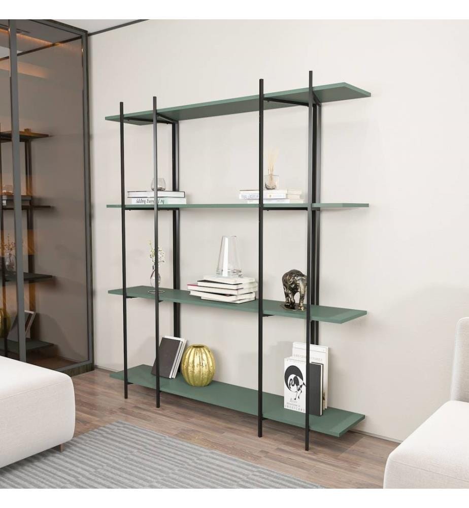 Bücherregal, Grün, Schwarz, Melaminbeschichtete Spanplatte