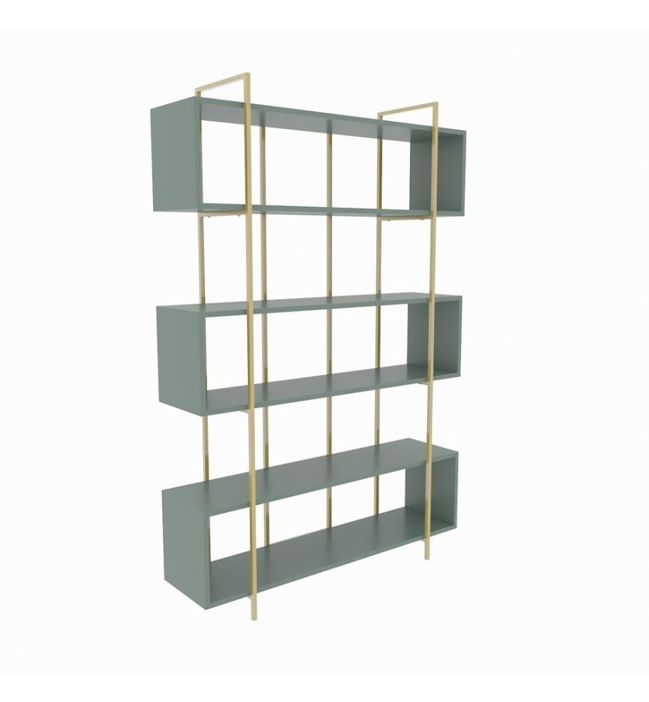 Bücherregal, Grün, Gold, Melaminbeschichtete Spanplatte