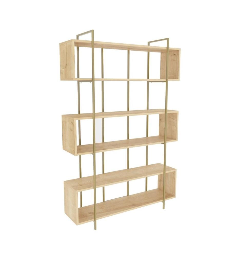 Bücherregal, Eiche, Gold, Melaminbeschichtete Spanplatte