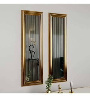 Set de miroirs, 2 pièces, or, MDF, cadre stratifié