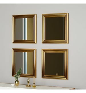 Set de miroirs, 4 pièces, or, MDF, cadre stratifié