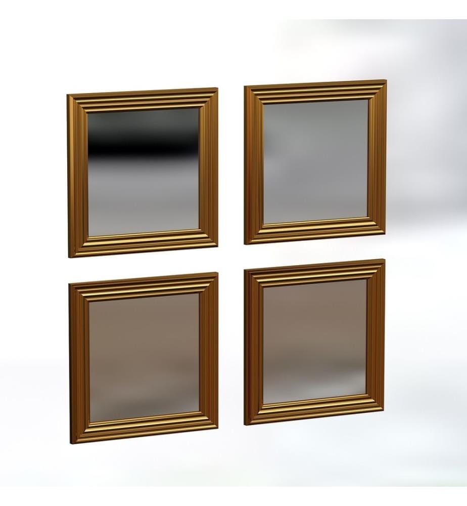 Set de miroirs, 4 pièces, or, MDF, cadre stratifié