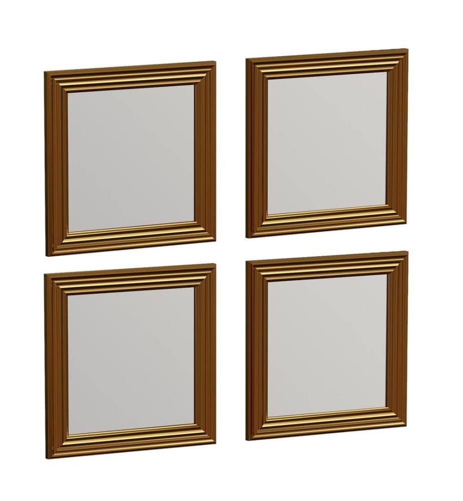 Set de miroirs, 4 pièces, or, MDF, cadre stratifié