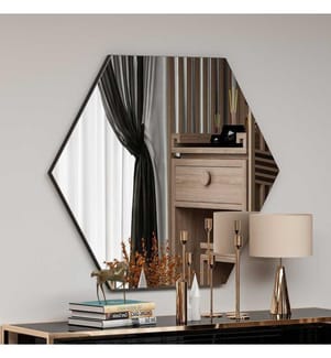Miroir, noir, MDF, miroir hexagonal