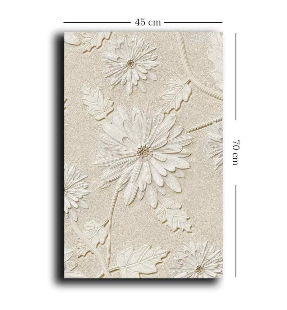 Decorative Canvas Painting, Beige White, Canvas, Pine Wood Frame