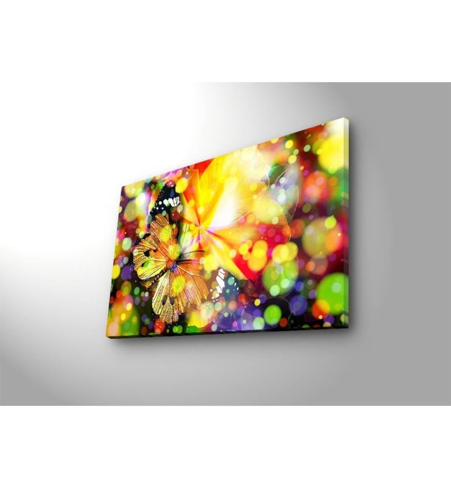 Decorative Led Lighted Canvas Painting, Multicolor, Suede Canvas