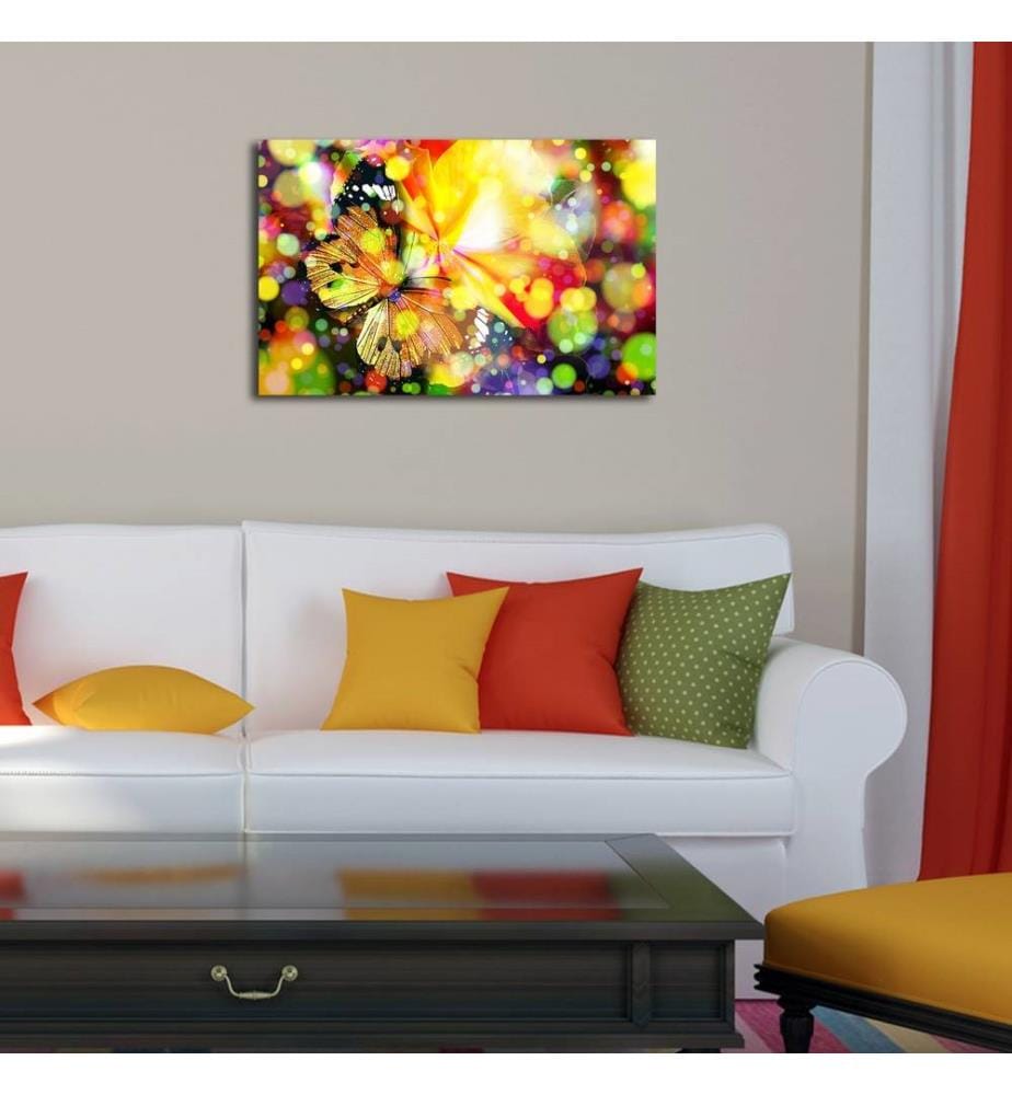 Decorative Led Lighted Canvas Painting, Multicolor, Suede Canvas