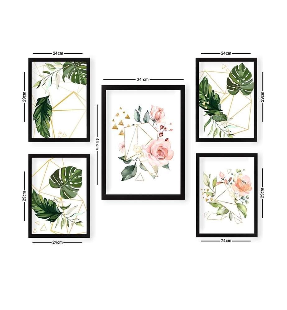 Decorative Framed Painting, 5 Pieces, Multicolor, MDF, Plastic Frame