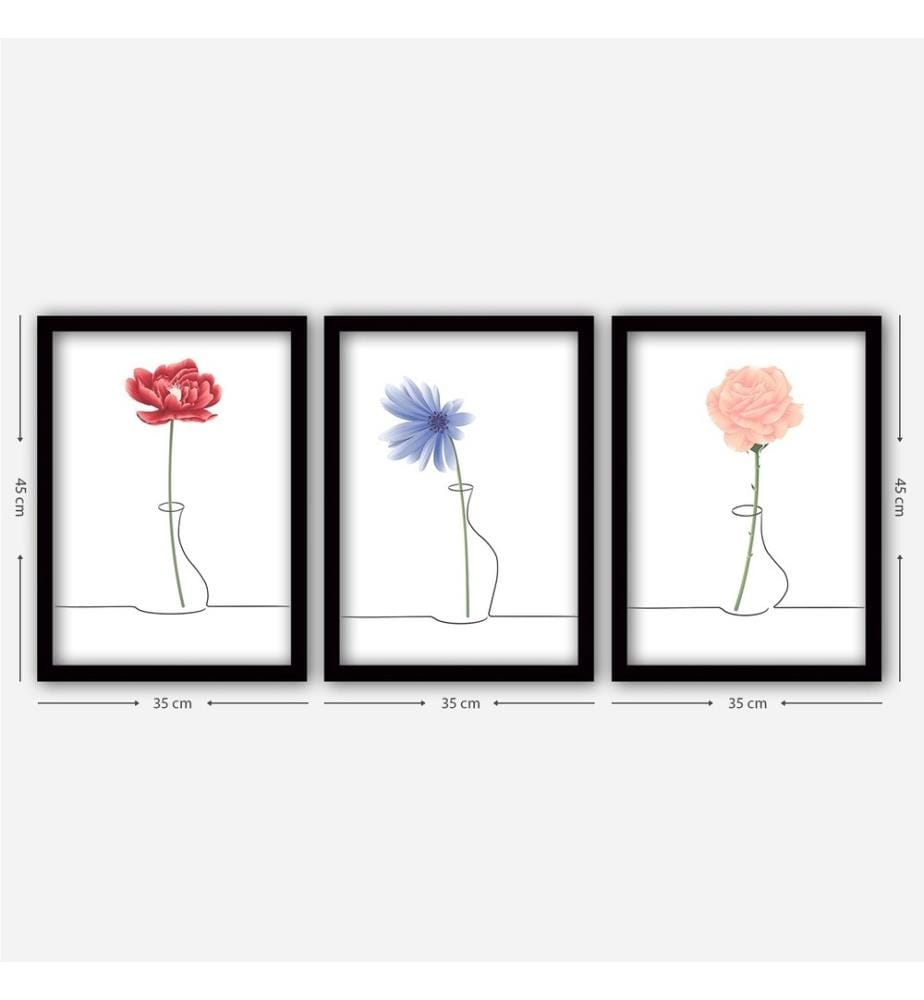 Decorative Framed Painting, 3 Pieces, Multicolor, MDF, Plastic Frame
