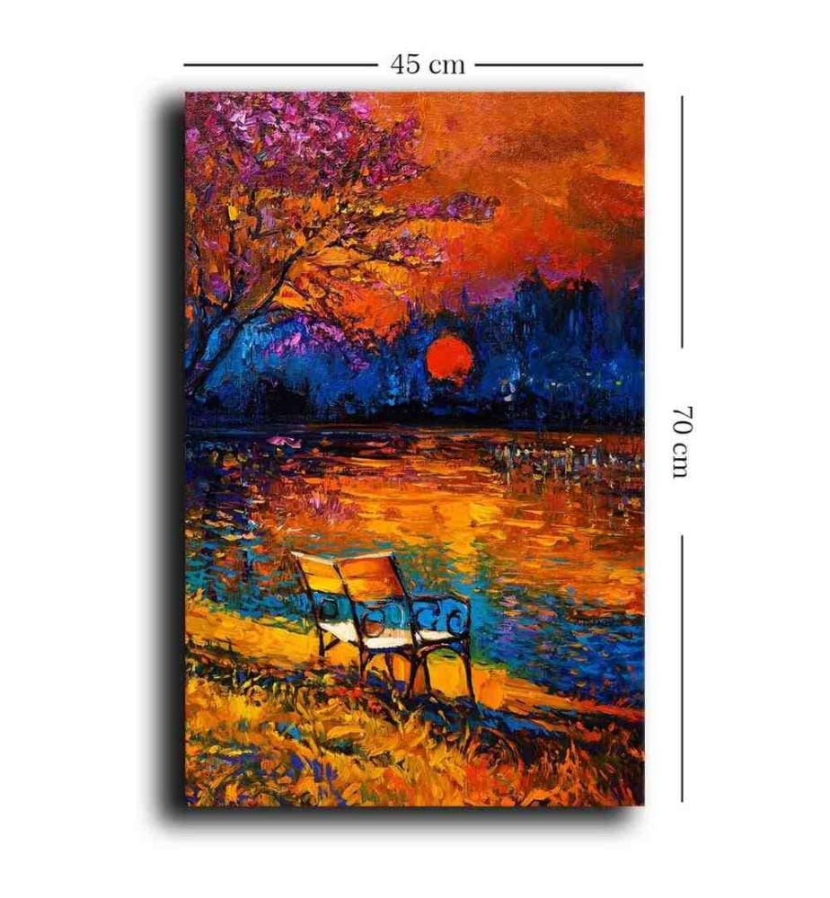 Peinture décorative sur toile, multicolore, toile, cadre en bois de pin