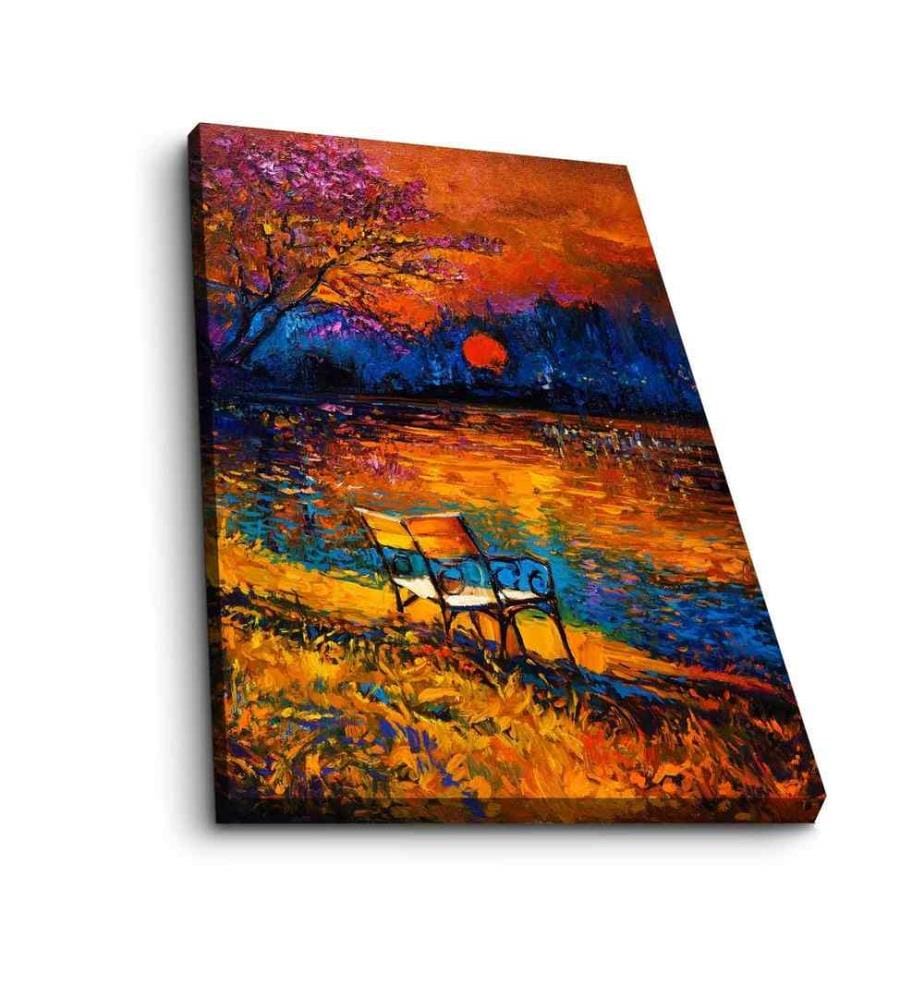 Peinture décorative sur toile, multicolore, toile, cadre en bois de pin