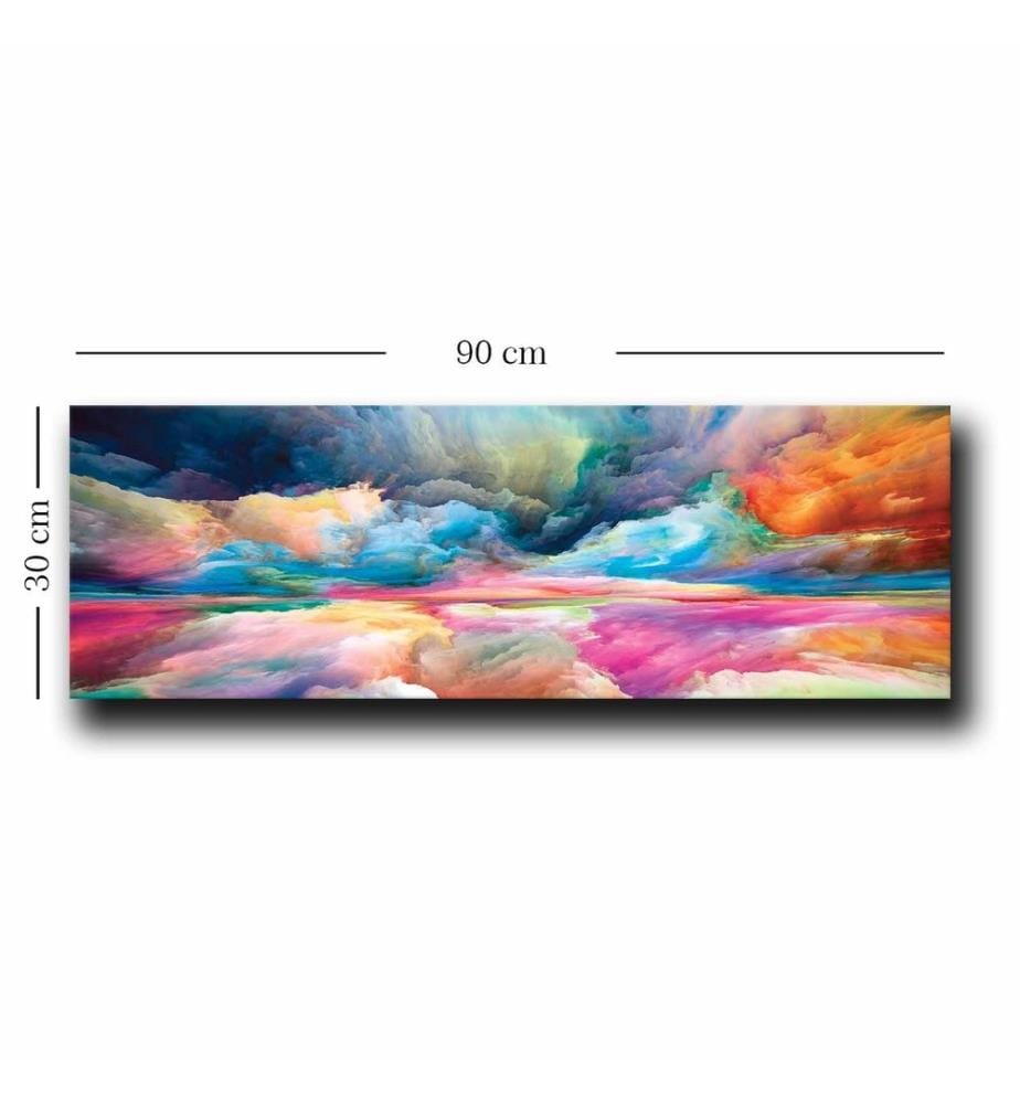 Peinture décorative sur toile, multicolore, toile, cadre en bois de pin